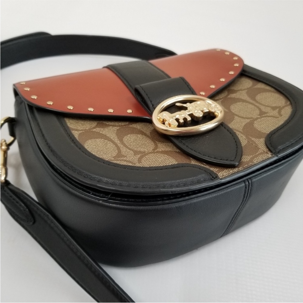 Coach Brown and Black Women's Bag Coach Georgie Saddle Bag Crossbody - Picture 5 of 16